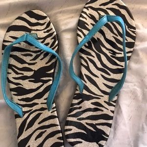 Zebra print flip flops